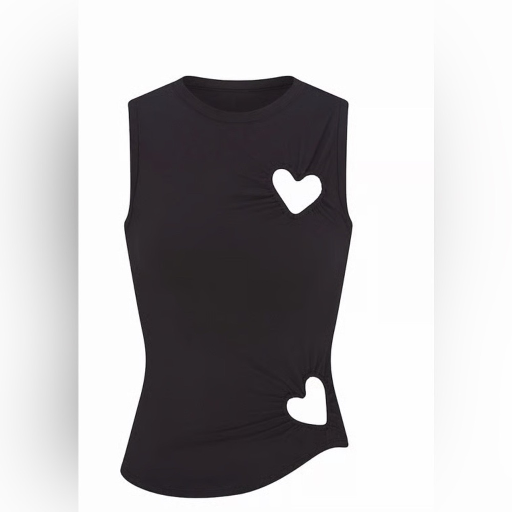 SKIMS Cotton Jersey Heart Tank Soot Small NWT